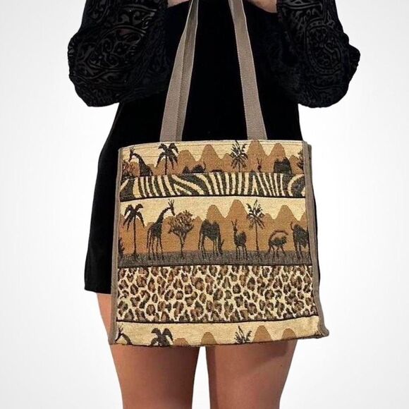Vintage JADE African Safari Tote - Picture 2 of 9